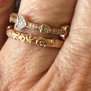 Gold Heart and floral Pandora Women's Ring Set